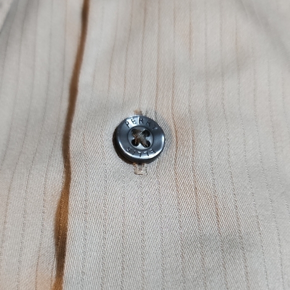 Men's Perry Ellis Portfolio Long Sleeve Button-Up Brown Dress Shirt Size 15 1/2 - Picture 5 of 7